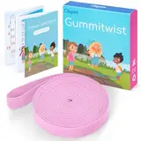 Cikyner Gummitwist Kinder Set，Hüpfgummi 4m lang 1.5cm weit Gummi Twist mit Anleitung Polyester-Latex Gummiband für Kinder Hüpfspiele drinnen und draußen, Mädchen & Jungs