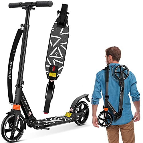 KESSER® Cityroller Scooter 205mm Räder PU Big Wheel - Pro-S Tretroller mit Doppel Federung, City-Roller, klappbar und Höhenverstellbar, Kickscooter für Erwachsene und Kinder, Carbon