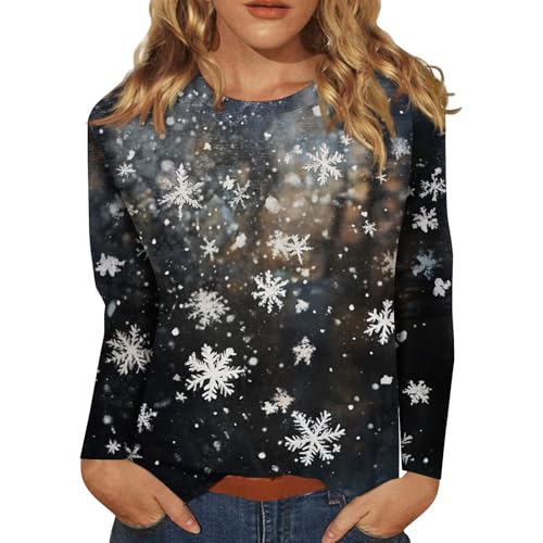 Weihnachtliches Oberteil Damen Weihnachts T Shirt Kleinigkeiten Christmas Shirt Blusenkragen Einsatz Damen Sweatshirt Weiß Damen Weihnachten Damen Kostüm Schwarz 2XL