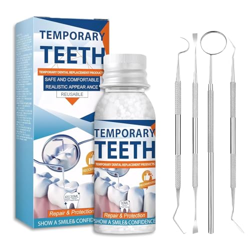 Zahn Reparatur Set Zahnfüllung Zahnzement mit 4 Dentalwerkzeugen zum Reparieren Fehlender Gebrochener und Großer Zahnlücken Einfach Zu Verwenden