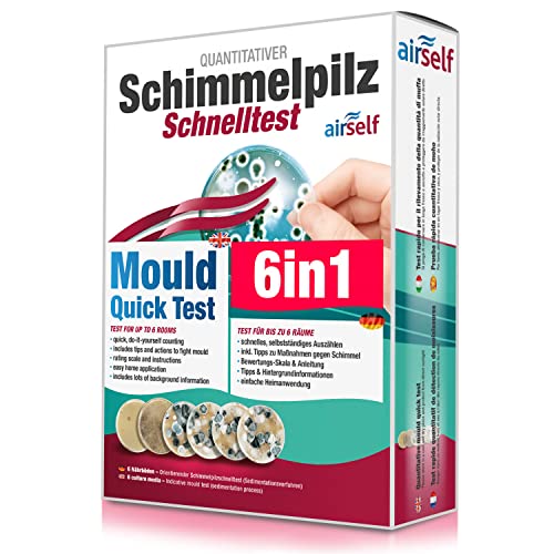 Schimmeltest für zu Hause - Schimmelpilz Test für bis zu 6 Räume - Schimmelpilz Schnelltest zur Einschätzung der Luftqualität hinsichtlich einer Schimmelpilzbelastung in Innenräumen