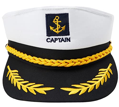 Hatstar Kapitänsmütze | Verstellbare Seemann Matrosenmütze | Original Yacht Schiff Boot Marine Mütze | Sommer Strand Festival Hut | für Damen, Herren & Kinder Erwachsene | Karneval & Fasching