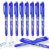 Radierbarer Kugelschreiber, 8 Stück Blau Radiergummi Stift, 0.5mm Nachfüllbarer Radierstift, Tintenroller Radierbar, Gelschreiber Radierbar, Friction Stifte, Gelstifte Set für Grundschule