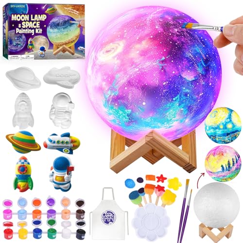Bastelset Kinder Mond Lampe Malset, Basteln Mädchen 6-12 Jahre, 3D Nachtlicht, DIY MondLampe Malset Kreativ Set für Kinder, Geburtstagsgeschenk Bastelset Mädchen Jungen 6-12 Jahre Ostern Geschenkideen