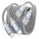 USB C Kabel [2pack 2M],USB Typ C Ladekabel Nylon-Geflecht Daten Sync Kabel für PS5 Controller,PS5 DualSense Xbox Series X/S Controller,Sony,Samsung Galaxy S20 S21,Nintendo Switch(Grau)