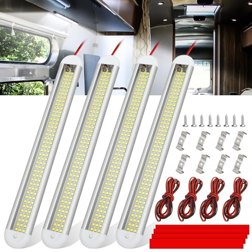 Linkstyle 4X 120 LED Innenbeluchtung, 12V LED Leiste 1600LM 8W mit ON/Off Schalter für Auto Wohnmobil Van Bus Caravan Boat Küche