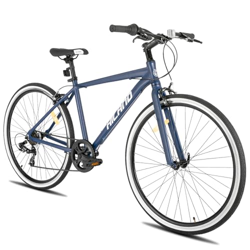 Hiland 28 Zoll Rennrad Citybike für Herren und Damen, 7-Gang City Pendlerfahrrad für Erwachsene, 700C Blau Fahrrad