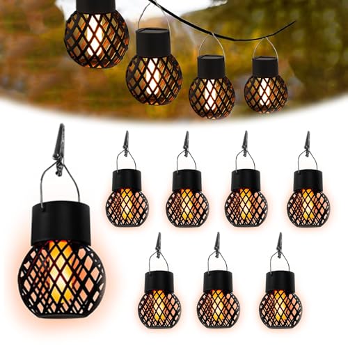 8 Stück Solarlampen für Außen Hängend Mit Clip,Solarbirnen für Außen Hängend,Hängeleuchte solar outdoor,Mini Solar Hängeleuchten,Solarlaterne Klein,Solar Hängelampe für Gärten,Höfe,Zäune