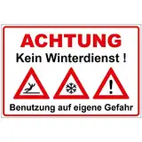 Schild Kein Winterdienst aus Alu/Dibond 300x200 mm - 3 mm stark mit Warnsymbolen