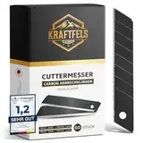 KRAFTFELS 60x Profi Cuttermesser Klingen 18mm - Ersatzklingen Cuttermesser aus hochwertigem Carbonstahl - Klingen Cuttermesser - Gehärtet & ultra scharf - Abbrechklingen für Cutter Messer Schwarz…