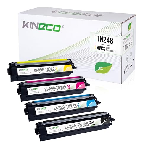 Kineco TN248CMYK Tonerkartuschen kompatibel für Brother DCP-L3560CDW MFC-L3760CDW HL-L3240CDW HL-L3220CW MFC-L3740CDW DCP-L3520CDWE, TN248-VAL (Schwarz,Cyan,Magenta,Yellow)