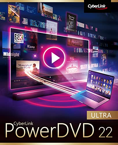 CyberLink PowerDVD 22 Ultra / Preisgekrönter Media Player für Blu-ray/DVD-Disc und professionelle Medienwiedergabe und -verwaltung / Wiedergabe praktisch aller Dateiformate / Windows 10/11 [Download]