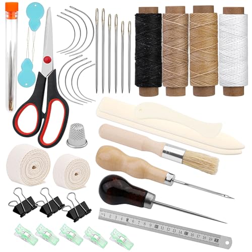 Piashow 41-teiliges Buchbinde-Set, Buchbindematerialien, 3-teiliger Falzbein, Buchbindewerkzeuge, gewachstem Faden, Buchbinde-Starter-Werkzeuge mit Bindeband, Ahle für DIY-Buchbindehandwerk