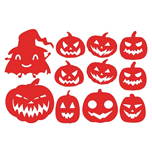 1 Set 12 STÜCKE Halloween wasserdichte Acrylspiegel Wanddekoration Aufkleber Abnehmbare Halloween Kürbisform DIY Klebrige Wandaufkleber Abziehbilder Für Zuhause Wohnzimmer (Red, One Size)