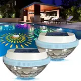 SGZIOO Schwimmende Poolbeleuchtung Solar, 2 Stück Pool Lichter Schwimmend, 7 Modi Pool Beleuchtung Solar, Schwimmende Solarleuchten, LED Pool Lichter, Pool Licht für Teich, Badewanne
