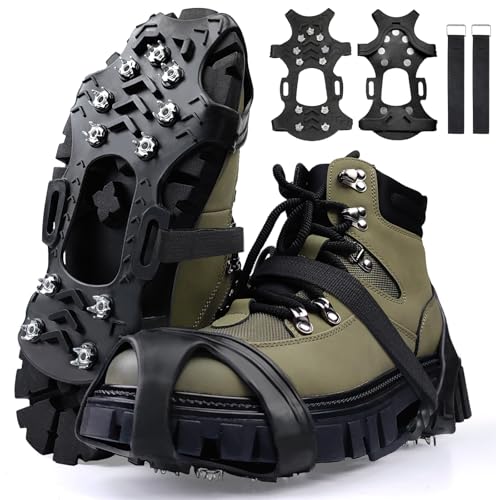 Schuhspikes Ice Schuhkrallen Eisspikes,Schnee-Grip-Stollen über Schuh,Schuhkrallen Anti-Rutsch Schuhspikes für Walking,Joggen,Klettern und Wander,Sohle Wandern Spazieren Hiking Walking Winter (XL)