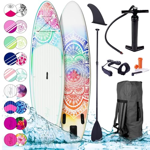 BRAST SUP Board Lady | Aufblasbares Stand up Paddle Set für Frauen | 300cm viele Modelle | inkl. Zubehör Fußschlaufe Paddel Pumpe Rucksack | Pink Lila Rosa Flieder Rot Weiß Grau | Mandala 300