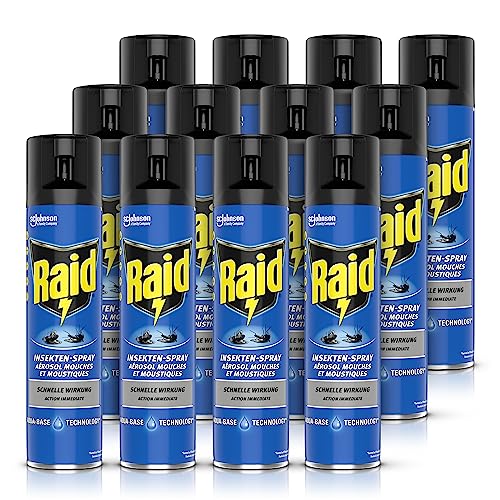 Raid Paral Insektenspray, Mückenspray, Mückenschutz, gegen Fliegen und Mücken und andere Insekten, 12er Pack (12 x 400 ml)