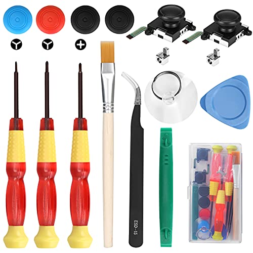 Veperain 3D Analog Joystick Daumen-Sticks Ersatz für Nintendo Switch und Switch OLED, Schraubendreher Set Reparatur Werkzeuge Kit für Nintendo,Enthalten 4 Thumbstick-Kappen (Reparatur Werkzeuge Kit)