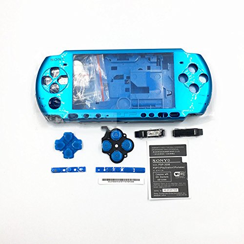 Vollgehäuse, Schutzhülle mit Tasten, Schrauben und Schraubendrehern für Sony PSP 3000, 3001, 3002, 3003 und 3004 blau