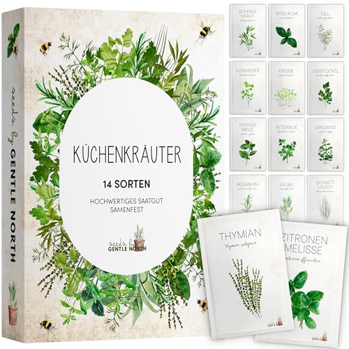 Kräuter Samen Set - 14 Kräutersamen Sorten in Samentütchen für den eigenen Kräutergarten - Samenfeste Küchenkräuter frei von Chemie & Gentechnik