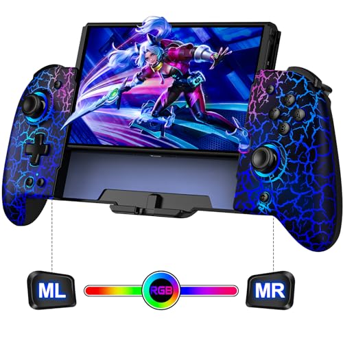 CoguyTech Switch Controller Wireless für Nintendo Switch/OLED, RGB Handheld Controller mit Turbo Programmierung und Einstellbarem Vibration, Einteilige Switch Joypad mit 1000 mAh