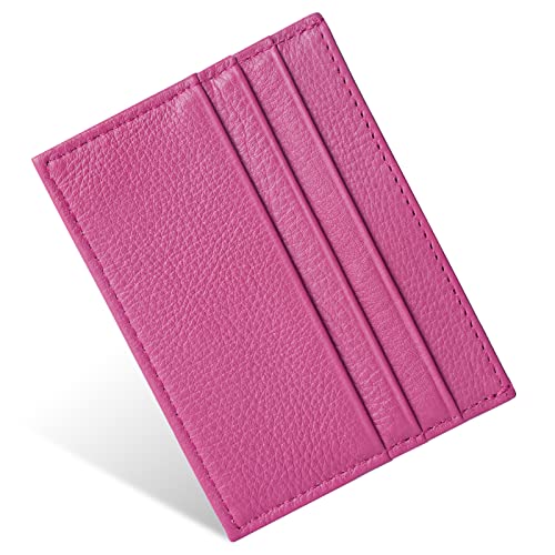 URAQT Leder Kartenetui, Kreditkartenetui, Leder Geldbörse, Magic Wallet Geschenk Leder Wallet, Unisex (Rosarot)