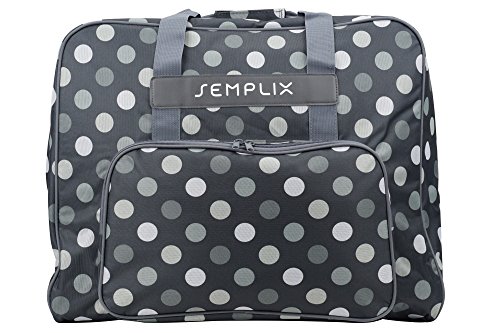 SEMPLIX XL-Nähmaschinentasche, Polka Dots Anthrazit/Grau, 52x42x27 cm, Große stabile Transport und Aufbewahrungs Tasche für große Nähmaschinenmodelle