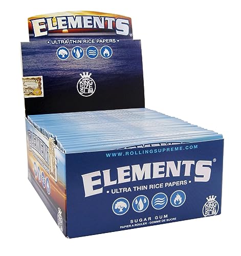 Elements King Size Ultra Thin Slim Reis Zigarettenpapier, King Size Ultra Thin, Pack of 10 booklets