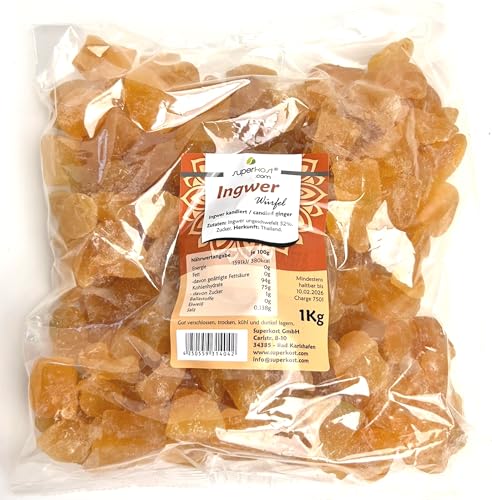 Sandos-Naturkost Ingwer Wurfel leicht kandiert, 1er Pack (1 x 1 kg)