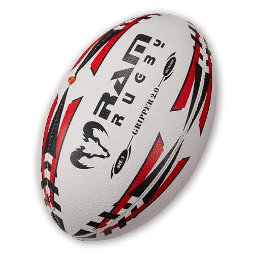 Ram Rugby Profi Training Rugbyball - 3D-Grip - Absolute top-Produkt Rugby bälle. Die nr. 1 in England (Rot, 5)