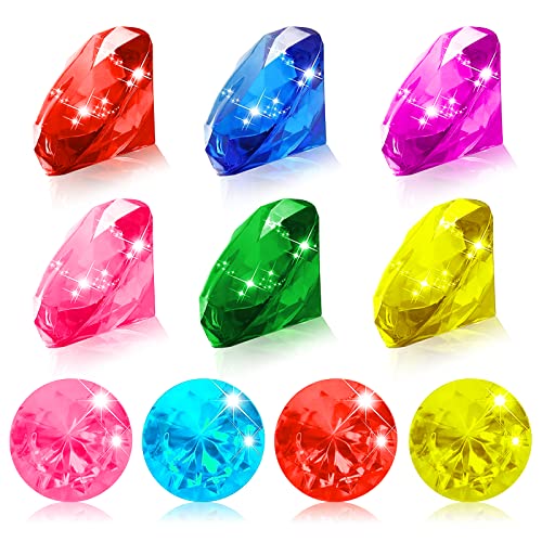 Leikedun 10 Stück 40mm Kinder Diamant Edelsteine Set Piraten Schatzsuche Spielzeug Geschenk zu Geburtstags Weihnachts Hochzeit Deko Bunt Acryl Große Transparent Kristall Pool Spielzeuge