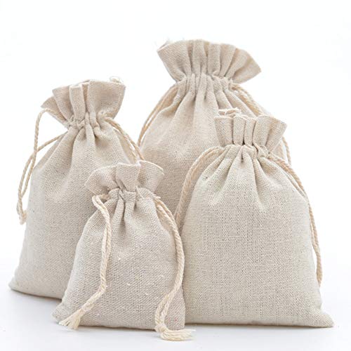 DAHI Baumwollsäckchen 25 pcs säckchen mit Baumwollkordel Leinensäckchen jutesäckchen Geschenksäckchen (14x19cm)