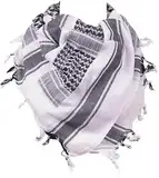 blntackle76 Tuch Großer Shemagh-Schal, arabischer Militär, taktischer Wüstenschal, Pali-Tuch 110 x 110 cm, 100% Baumwolle, für Männer und Frauen (schwarz/weiß)
