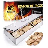 Räucherbox zum Grillen aus Edelstahl - Smokebox für Ein Tolles Aroma Beim BBQ für Gasgrill, Kohlegrill und Holzgrill - Räucherzubehör Für Barbecue mit Klappdeckel – Universal Geschenk für Männer