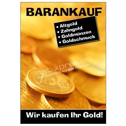 net-xpress Plakat Wir kaufen Ihr Gold DIN A1, Werbeplakat Poster Goldankauf