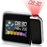 Projektionswecker Digitaler Led Wecke Usb Aufladung Lcd Farb Displaybeleuchtung Digital Snooze Wecker Mit Temperaturanzeige Hygrometer Innentemperatur Wecker Datumsanzeige 12&24 Für Schlafzimmer Büro