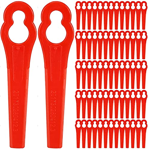 Nuyoah Ersatzmesser Rasentrimmer Messer 120stk für Rasentrimmer Akku-Rasentrimmer Kunststoffmesser Trimmer Messer für Akku-Rasentrimmer (Rot)