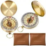 Kompass Vintage Mit Ledertasche, Mit Gravur Messing Kompass Outdoor, Personalisierter Kompass Messing, Portable Wasserdicht Taschenkompass Für Wandern, Camping Wandern