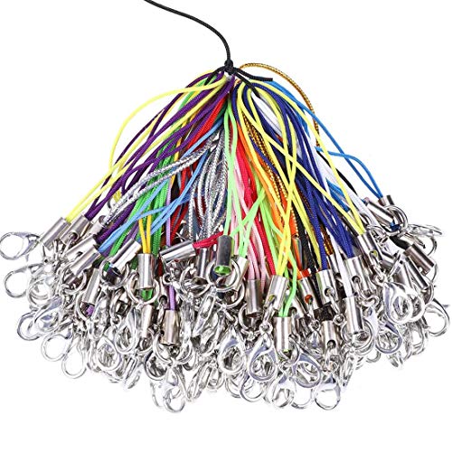 YEFAF DIY Handyanhänger, 100 Stücke Karabinerverschluss Handy Lanyard für selbstgebastelte Schlüsselanhänger DIY Schmuck Zubehör zum Basteln bestens geeignet (Mehrfarbig)