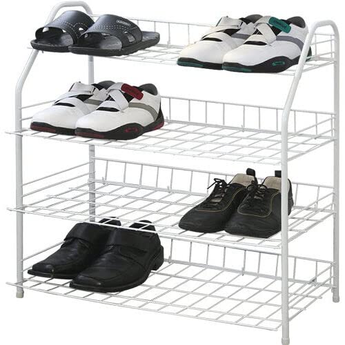 LIZZIE JACOBS Schuhregal mit 4 Ebenen, aus Metall, stapelbar, für bis zu 16–20 Paar Schuhe für Wohnzimmer, Schlafzimmer, Schrank, Eingangsbereich, Flur, Schlafsaal