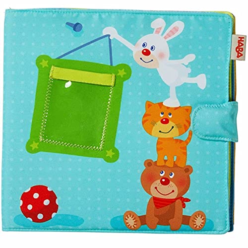 HABA 303143 - Baby-Fotoalbum Spielgefährten2 | Album aus Stoff mit 10 Seiten | Einstecktaschen für 8 Fotos im Format 10 x 15 cm | Ab 12 Monaten