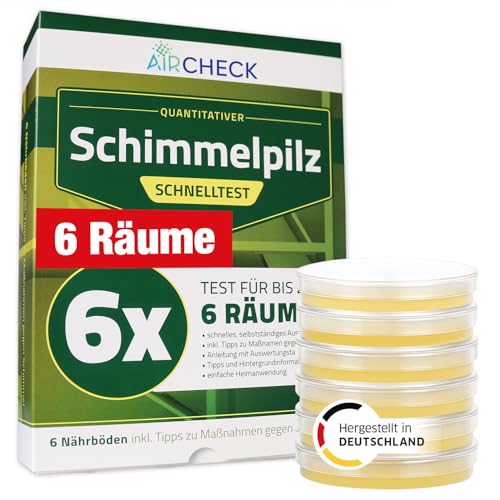 Schimmeltest Wohnung – Schimmeltester für 6 Räume – Schimmelpilz Schnelltest mit Nährboden zur Einschätzung der Raumluft