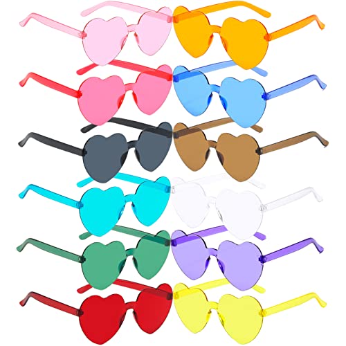 XINCHEN 12 Stück Magische Farben Party Herz Brille, Herz Brille,Lustige Partybrillen,Herz Sonnenbrille，für Fasching Foto Requisiten Geburtstagsfeier.