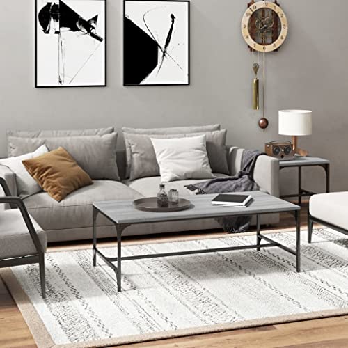 THOYTOUI Couchtisch, Kaffeetisch Niedriger Tisch Küchenschrank Coffee Table Geeignet für Stube Versammlungsraum Aufenthaltsraum Teestube Grau Sonoma 100x50x35 cm Holzwerkstoff