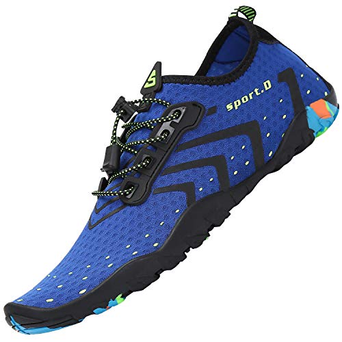 SAGUARO Badeschuhe Herren Schnell Trocknend Sommer Aquaschuhe Damen Anti-Rutsch Atmungsaktiv Schuhe Wassersport Strand Schwimmen Barfuß Surfen Wasserschuhe, Neu Blau 45