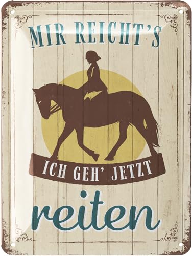 LANOLU Retro Blechschild - Pferde Schild - Geschenke für Pferdeliebhaber und Reiter - Boxenschilder mit Spruch - Poster Pferde Deko - Bauernhof Dekoration und Farm Dekor - Metallschild 15x20cm