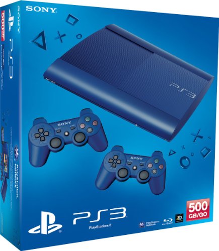 PlayStation 3 - Konsole Super Slim 500 GB blau (inkl. 2 DualShock 3 Wireless Controller blau)