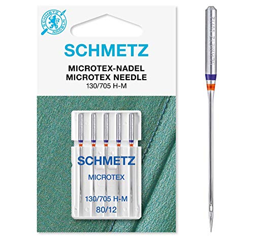 SCHMETZ Nähmaschinennadeln | 5 Microtex-Nadeln | 130/705 H-M | Nadeldicke 80/12 | auf allen gängigen Haushaltsnähmaschinen einsetzbar | geeignet für besonders dichtes oder feines Gewebe