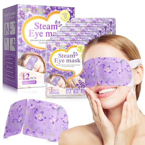 Steam Eye Mask, 12 Packs Eye Masks for Dry Eyes Dark Circles and Puffiness, 40-60 Minutes Self Heated Steam Warm Eye Mask, Christmas Spa Gifts for Friends Family